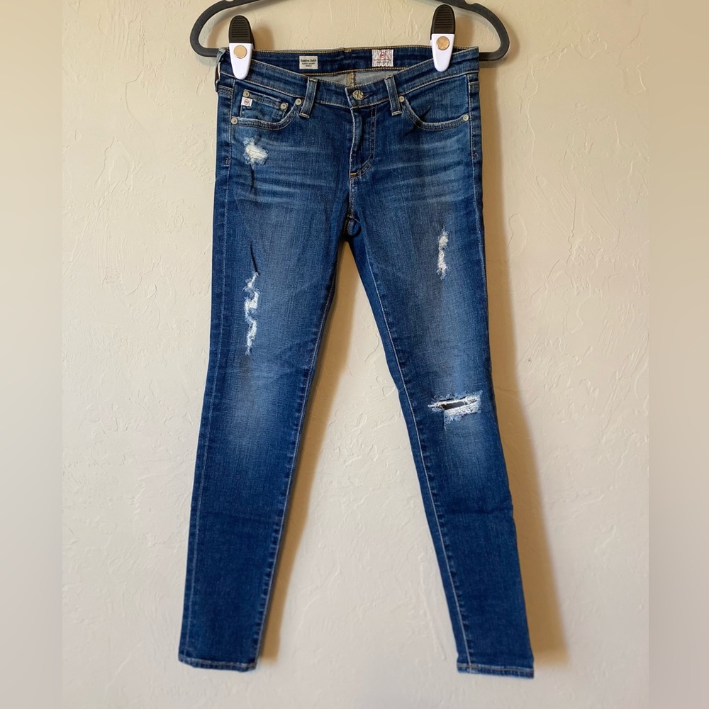 AG Adriano Goldschmied Super Skinny Legging Ankle Distressed Jeans 26R